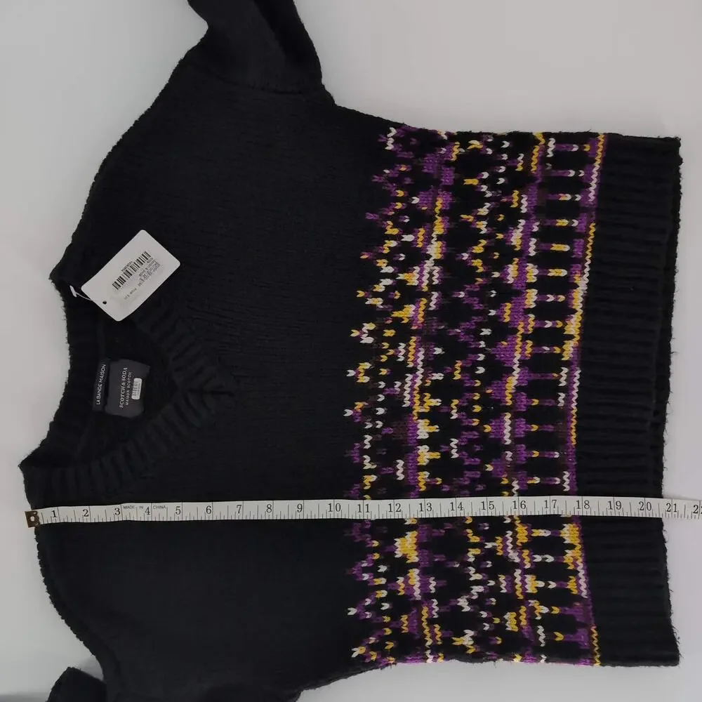 Scotch & Soda La Bande Maison Black Purple Fair Isle Wool Blend Sweater - Size S - Picture 10 of 14